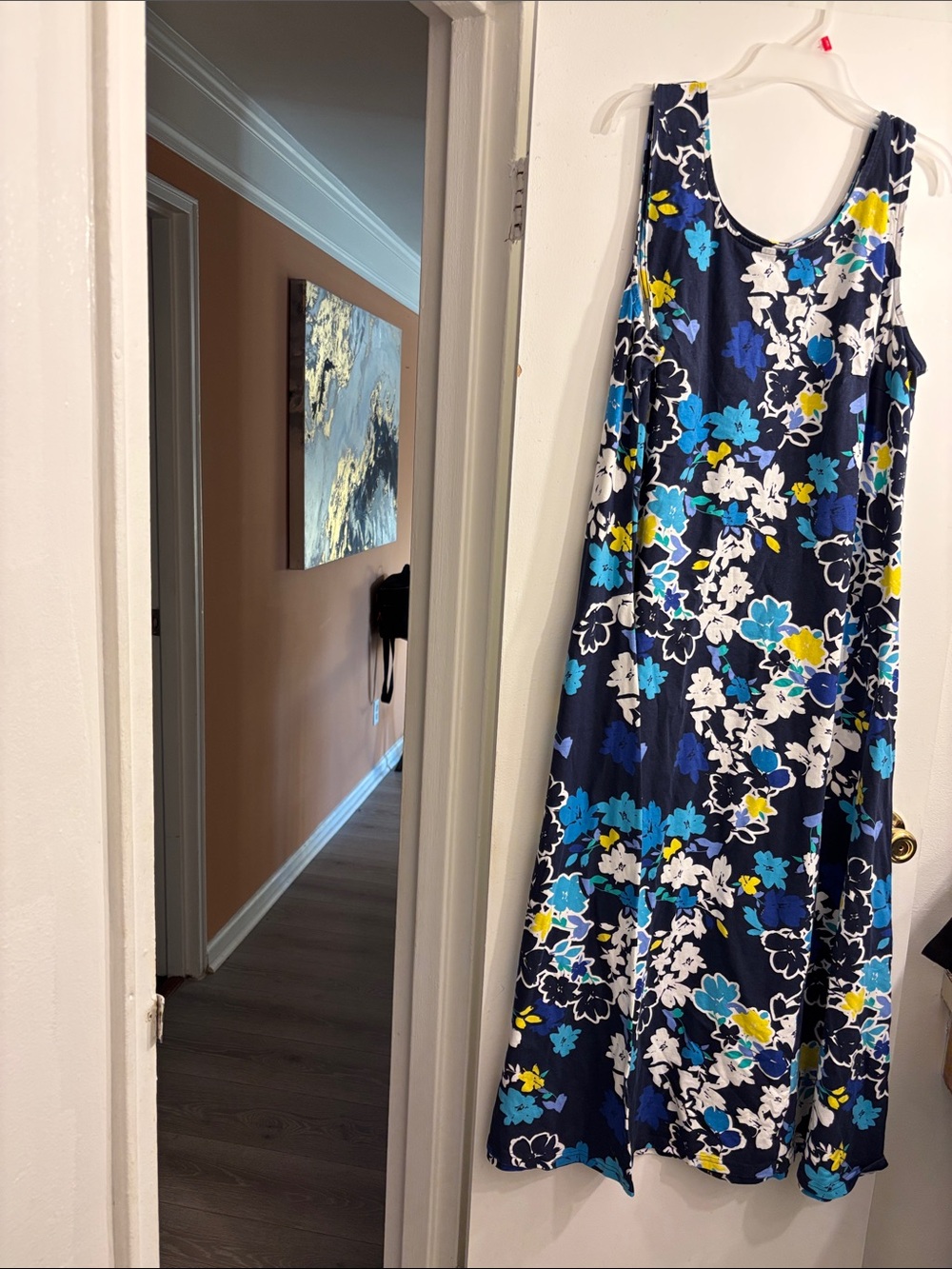 Jessica London Navy Blue Floral Scoop Neck Maxi Dress
